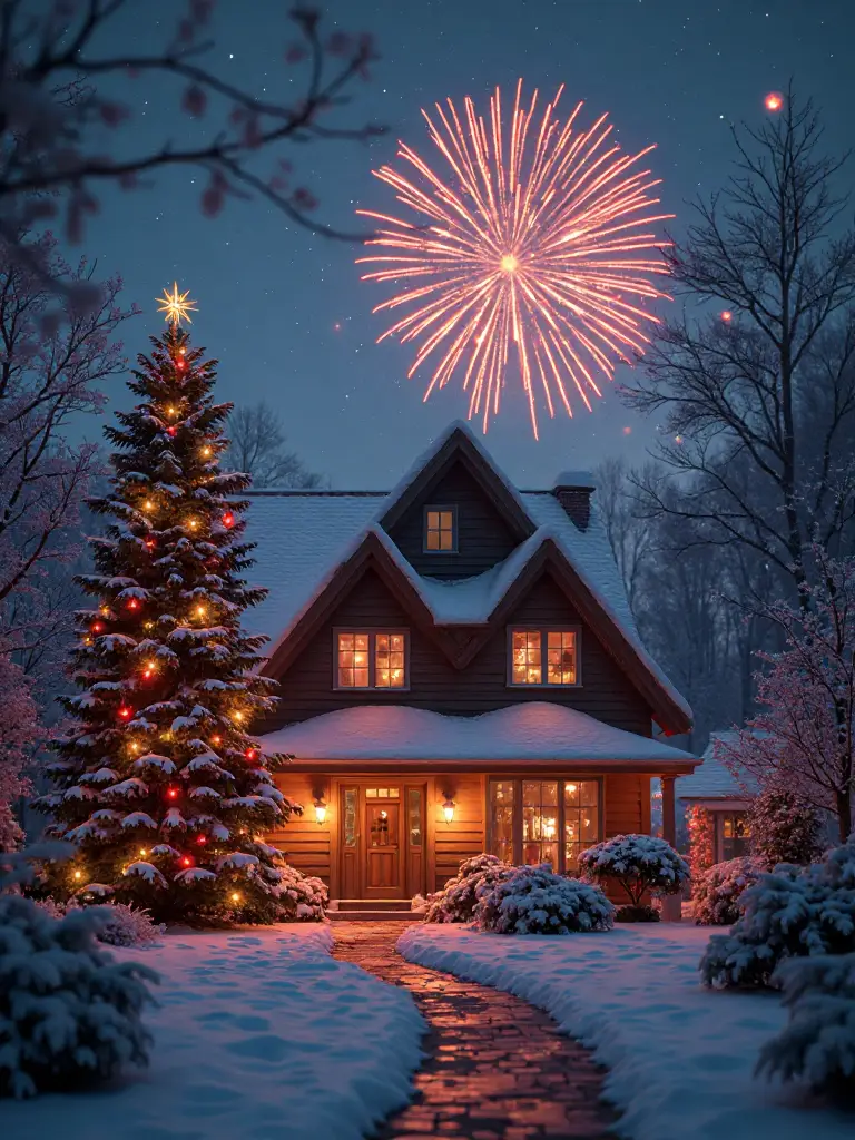 AI generated cozy Christmas scene with decorations, lights and festive spirit - holiday season AI artwork by AI Image Agent