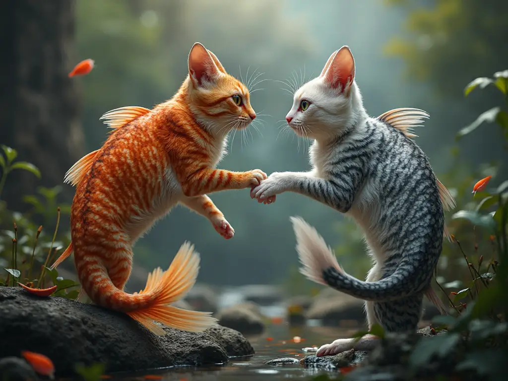 AI generated creative hybrid creature combining fish and cat features - imaginative AI art by AI Image Agent